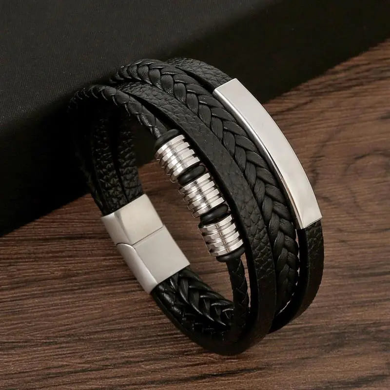 Pulseira Masculina de Couro Clássica